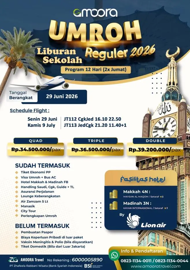 Umroh Reguler 2026 (Libur Sekolah)