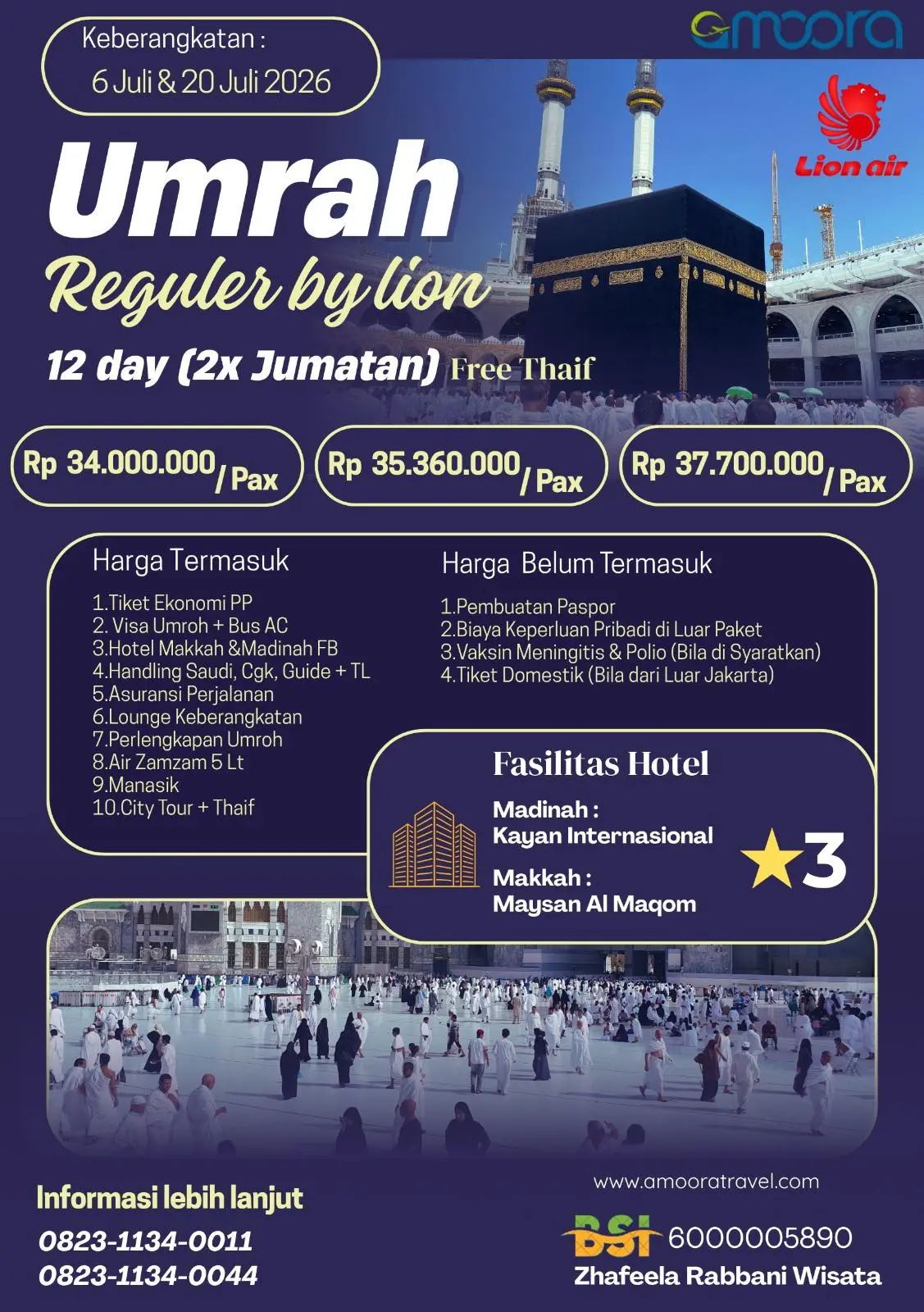Umroh 6 Juli & 20 Juli by Lion Air
